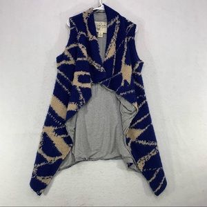 ANTHROPOLOGIE Tabitha Petite Small  Blue Merima Duster Wool Knit Open Vest